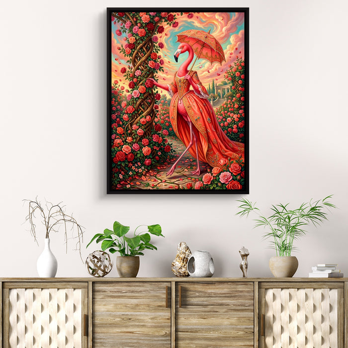 Flamingo's Rose Stroll — flamingo's rose stroll sq beach cabinet 1port framed black