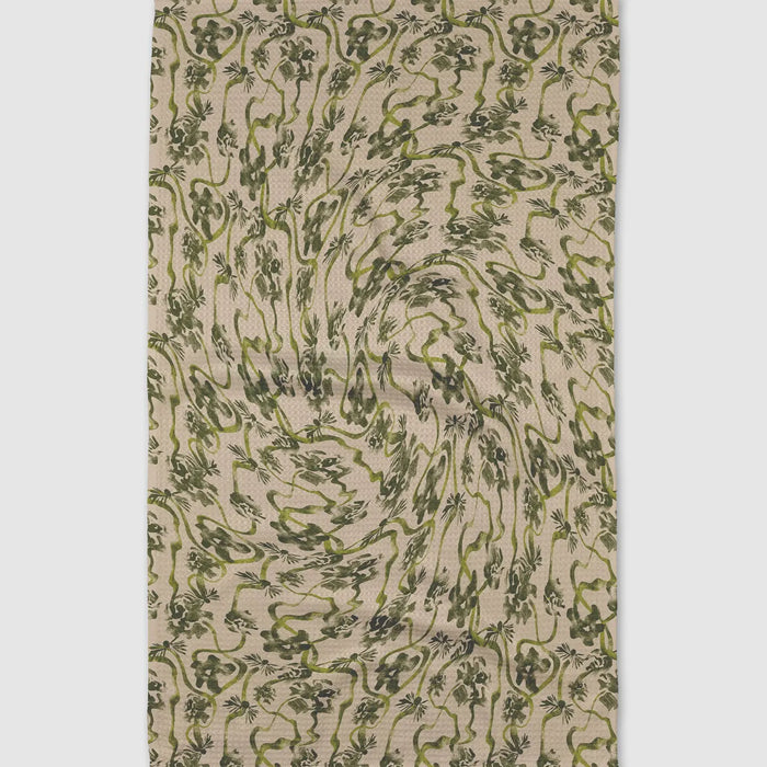 Floral Swirls Green Tea Towel