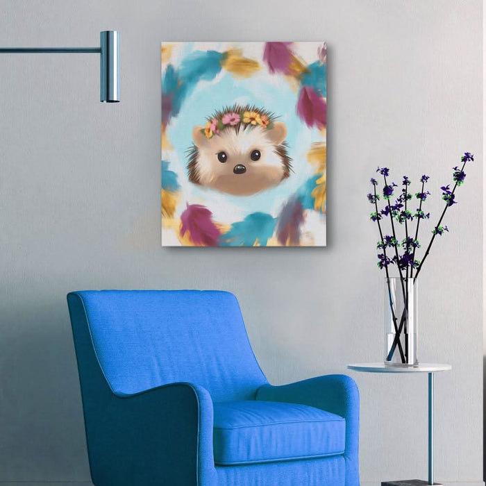 Flower Crown Hedgehog - Animals Art for Kids Room