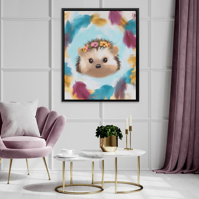 Flower Crown Hedgehog - Large Canvas Print