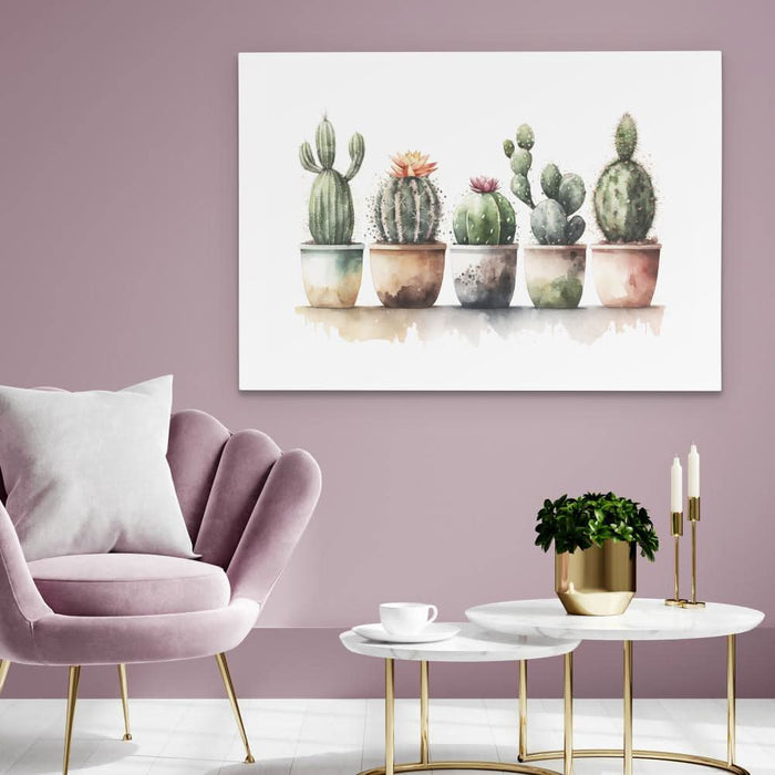 Flowering Cacti - Cactus Wall Art in Black Frame