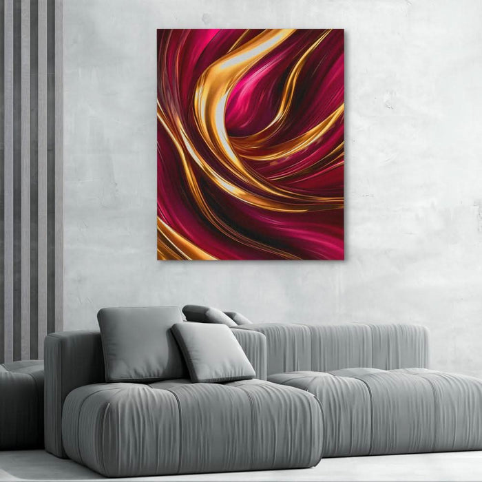 Flowing Gold and Pink - Gold Wall Art for Home Office
