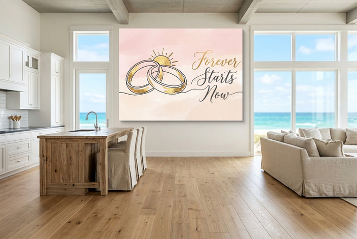 Forever Starts Now Rings — forever starts now rings living room with ocean view 2 1land flush print