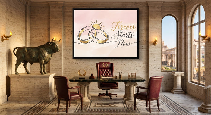 Forever Starts Now Rings — forever starts now rings roman walls2 1land framed black