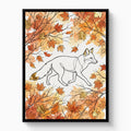 Fox Autumn Stroll — fox autumn stroll white studio framed black