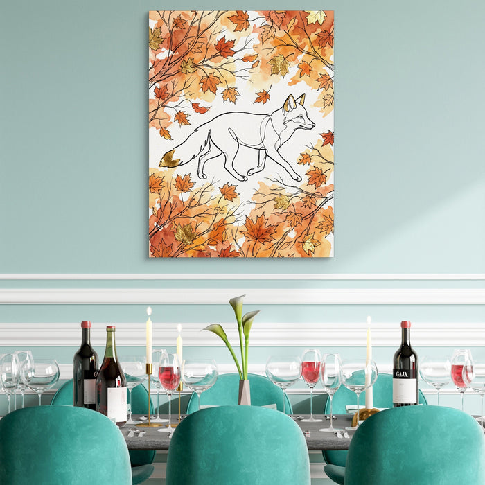 Fox Autumn Stroll — fox autumn stroll sq teal dining room 1port flush print