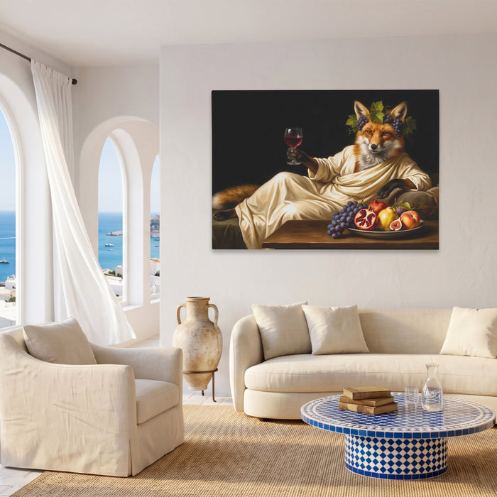 Fox Bacchus Repose canvas wall art, room view
