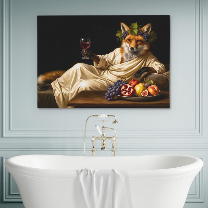 Fox Bacchus Repose canvas wall art, room view