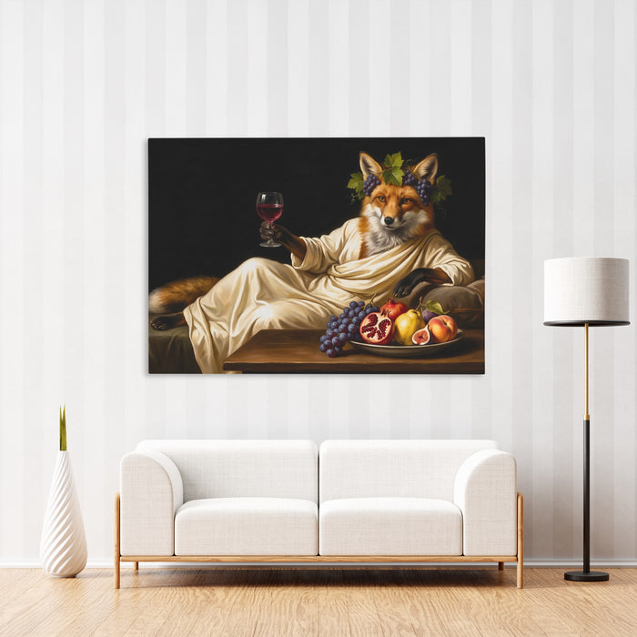 Fox Bacchus Repose canvas wall art, room view
