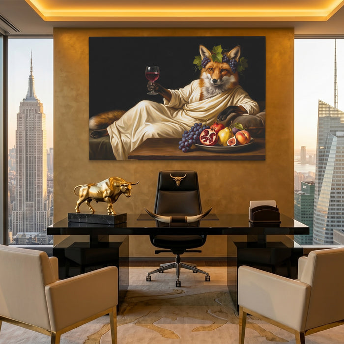 Fox Bacchus Repose canvas wall art, room view