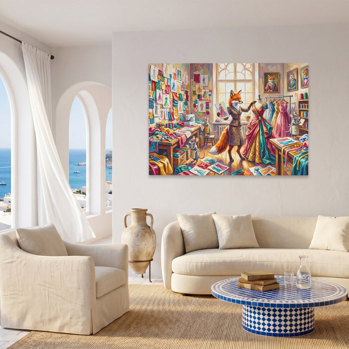 Fox Fashion Studio canvas wall art, room view