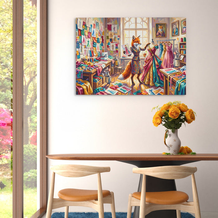 Fox Fashion Studio canvas wall art, room view