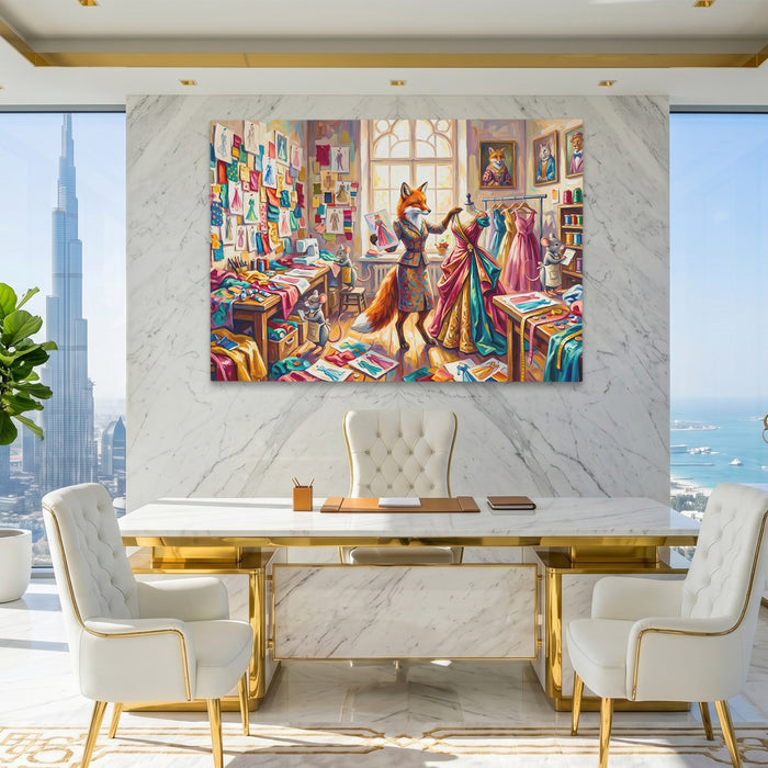 Fox Fashion Studio canvas wall art, room view