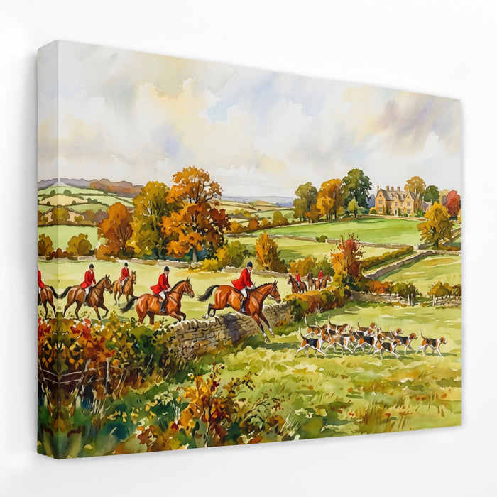 Fox Hunt Autumn canvas wall art