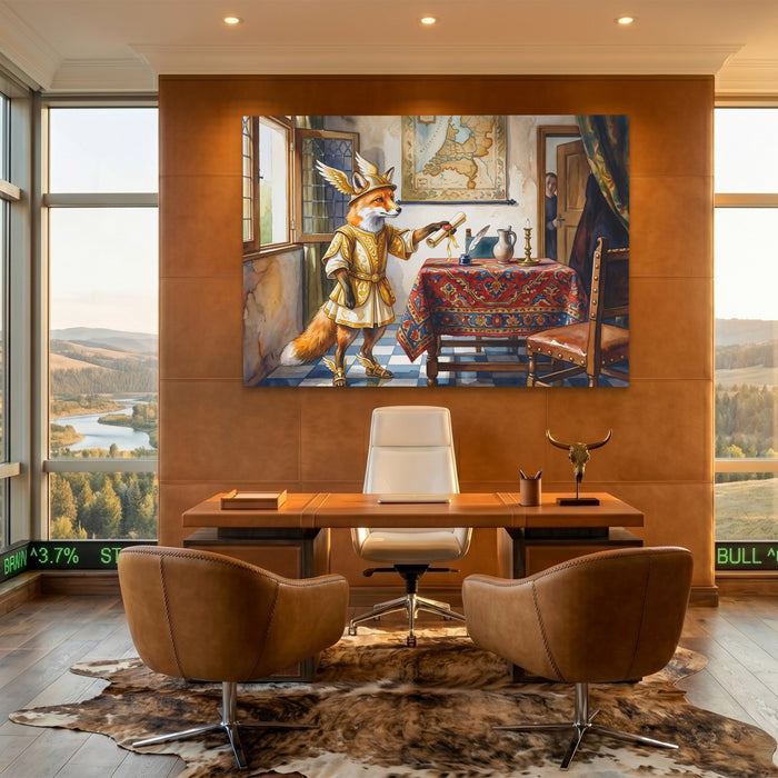 Fox Renaissance Study canvas wall art, room view