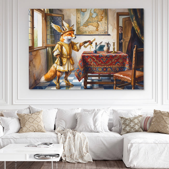 Fox Renaissance Study canvas wall art, room view