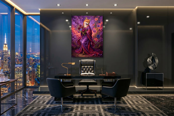 Fox with Bouquet - Luxury Wall Art