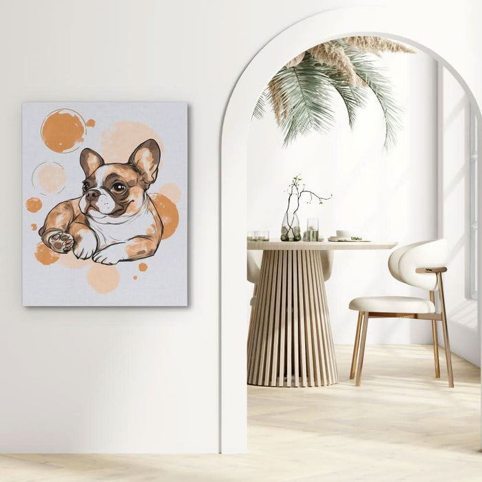 French Bulldog - Modern Beige Canvas Wall Art
