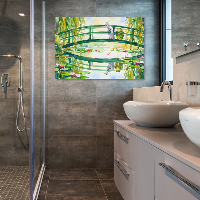 Frog Japanese Garden canvas wall art, room view