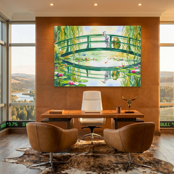 Frog Japanese Garden canvas wall art, room view
