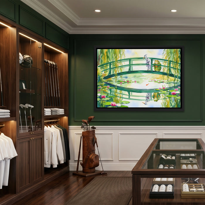 Frog Japanese Garden canvas wall art, room view
