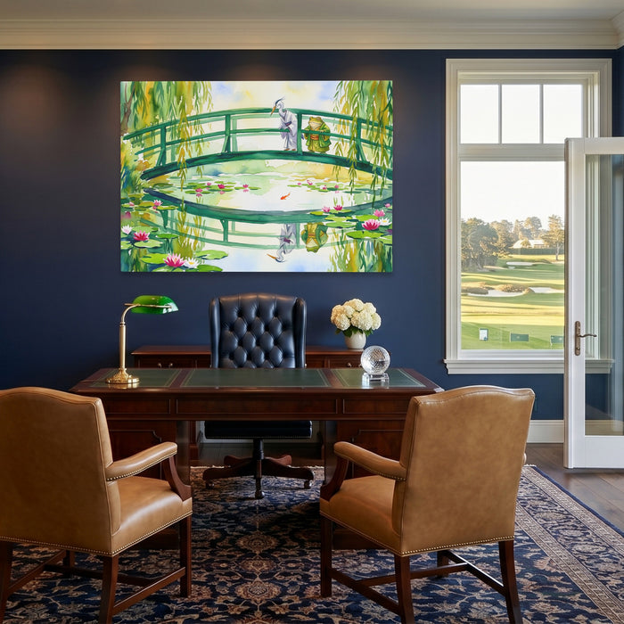 Frog Japanese Garden canvas wall art, room view