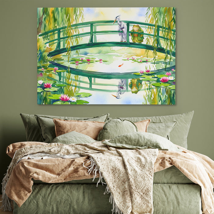Frog Japanese Garden canvas wall art, room view