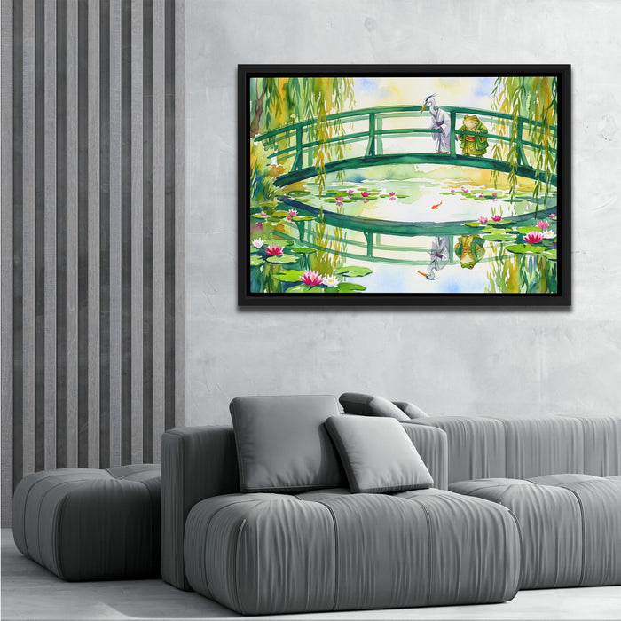 Frog Japanese Garden canvas wall art, room view