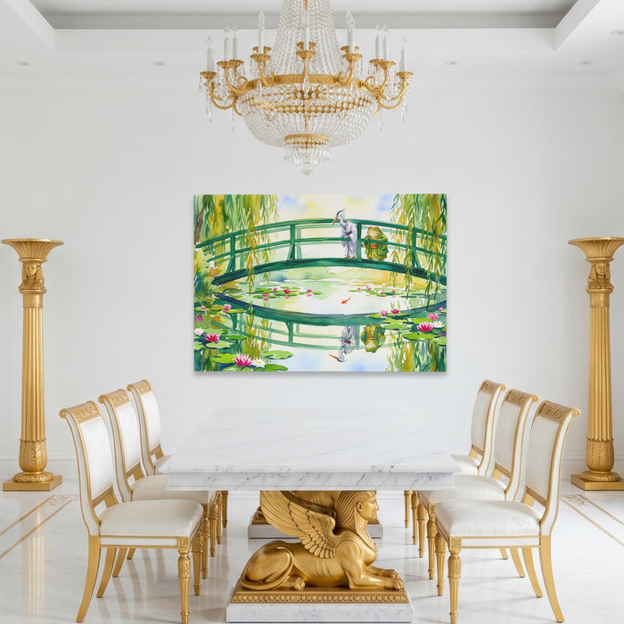 Frog Japanese Garden canvas wall art, room view