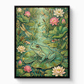 Frog Lily Pond — frog lily pond white studio framed black