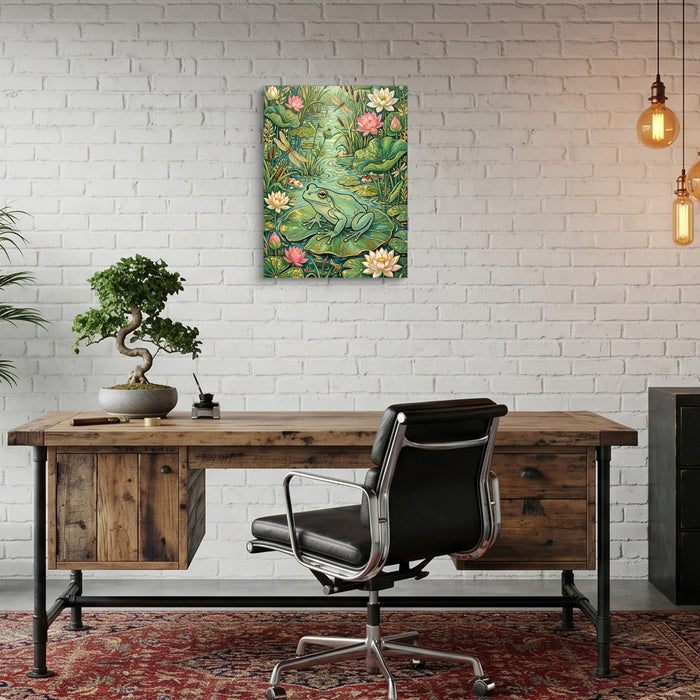 Frog Lily Pond — frog lily pond sq bonsai office 1port flush print