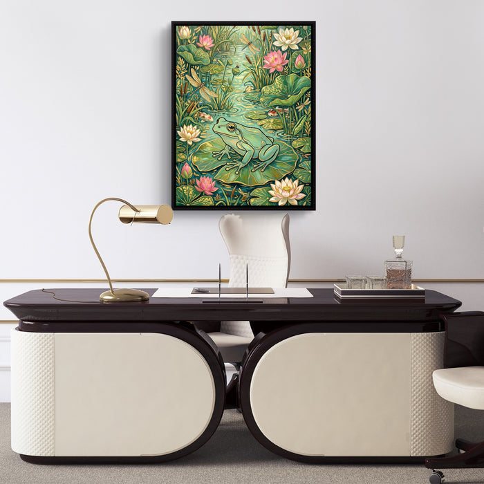 Frog Lily Pond — frog lily pond sq luxury office desk 1port framed black
