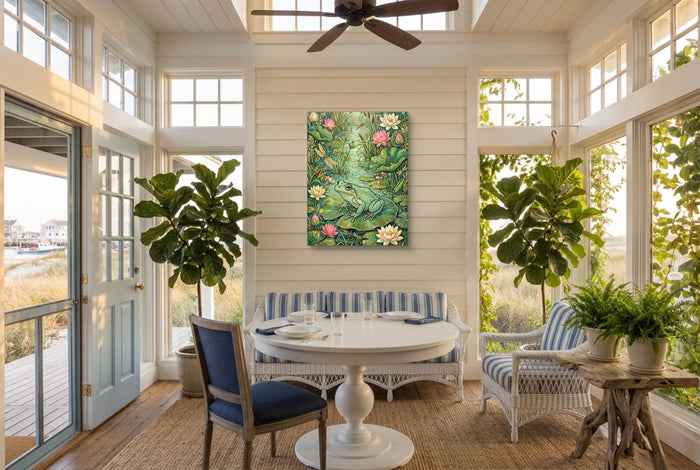 Frog Lily Pond — frog lily pond sunroom with furniture 1port flush print