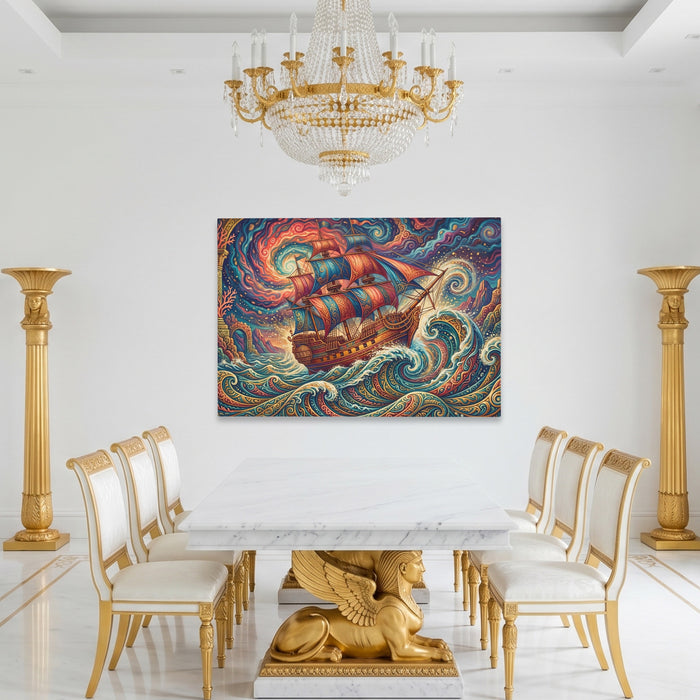 Galleon Swirling Seas — Galleon Swirling Seas Roman White Room Land 218