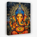 Ganesh Orange Mandala canvas wall art