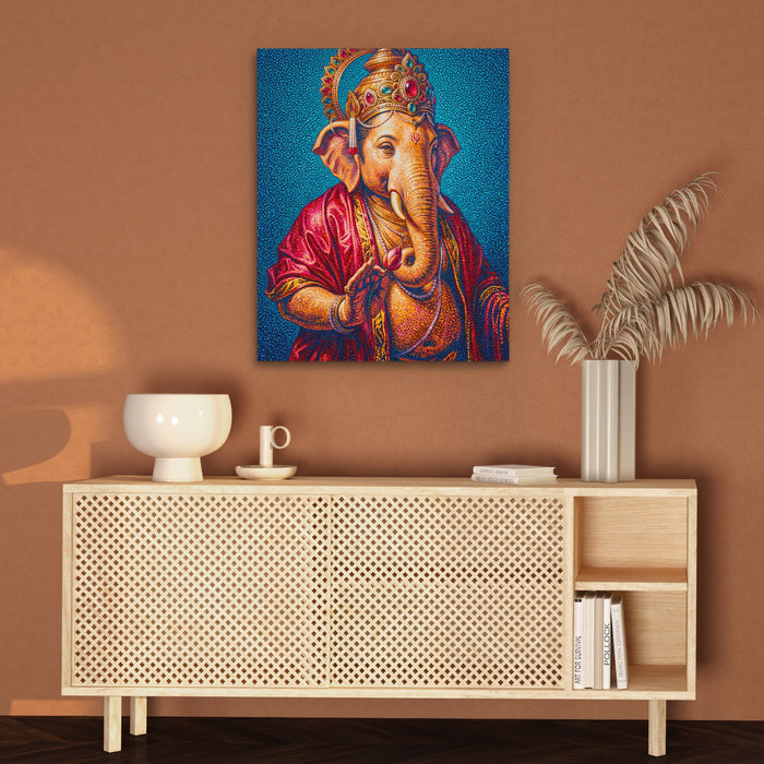 Ganesha Jeweled Crown canvas wall art, room view