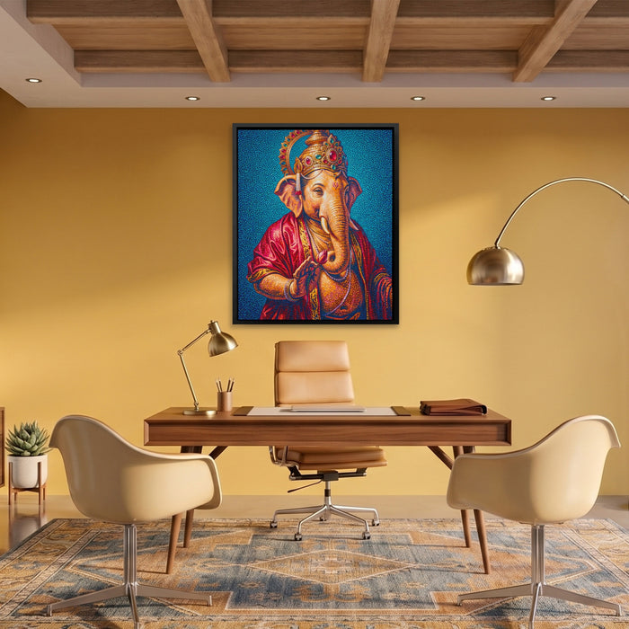 Ganesha Jeweled Crown canvas wall art, room view