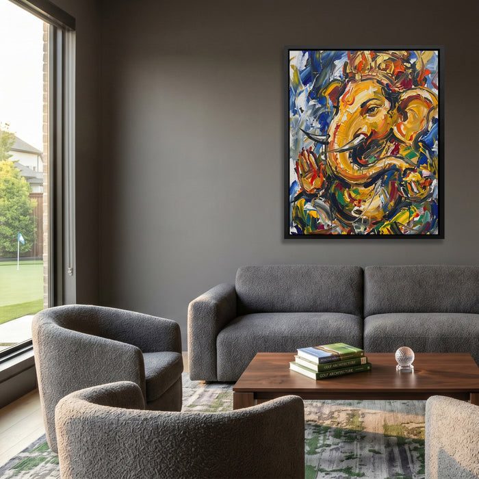 Ganesha Urban Expressionism canvas wall art, room view