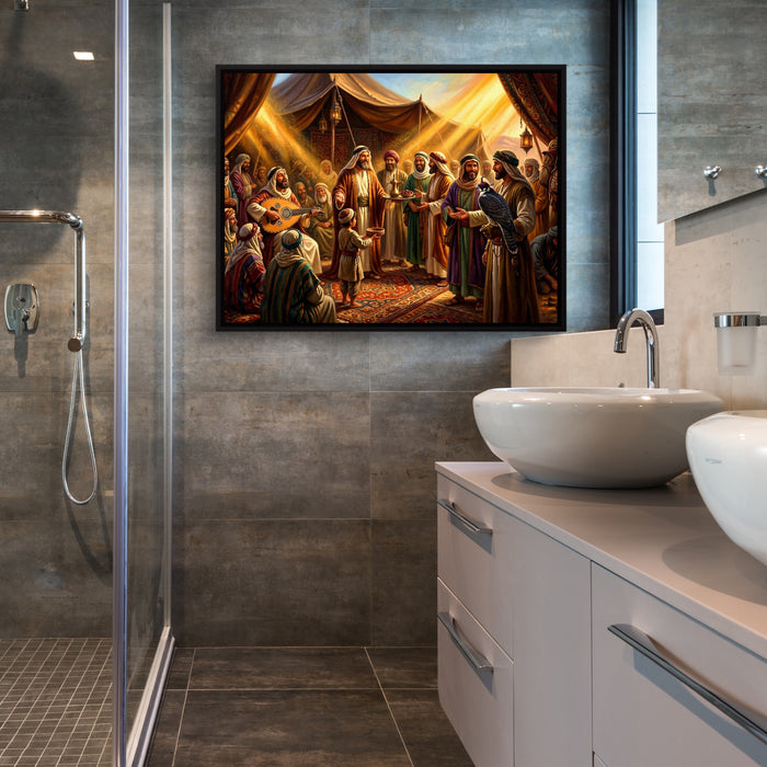 Gathering Golden Light — gathering golden light sq bathroom 1land framed black