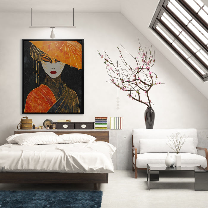 Geisha Dramatic Profile canvas wall art, room view