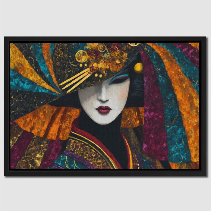 Geisha Golden Masquerade canvas wall art