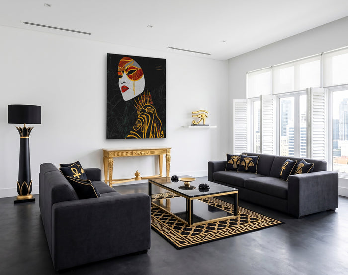 Geisha Golden Parasol canvas wall art, room view