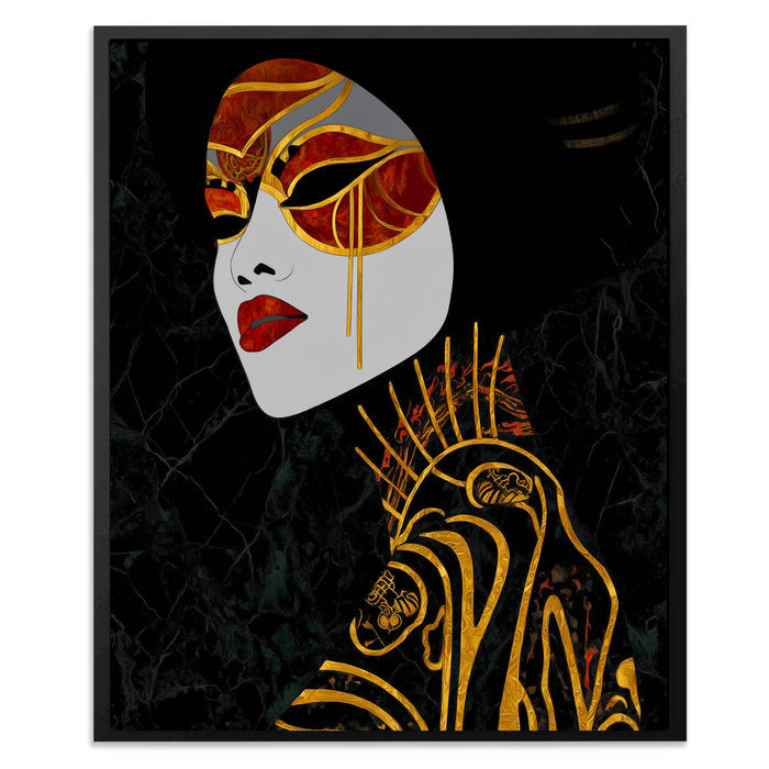 Geisha Golden Parasol canvas wall art, room view