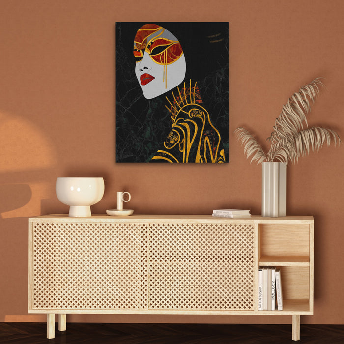 Geisha Golden Parasol canvas wall art, room view