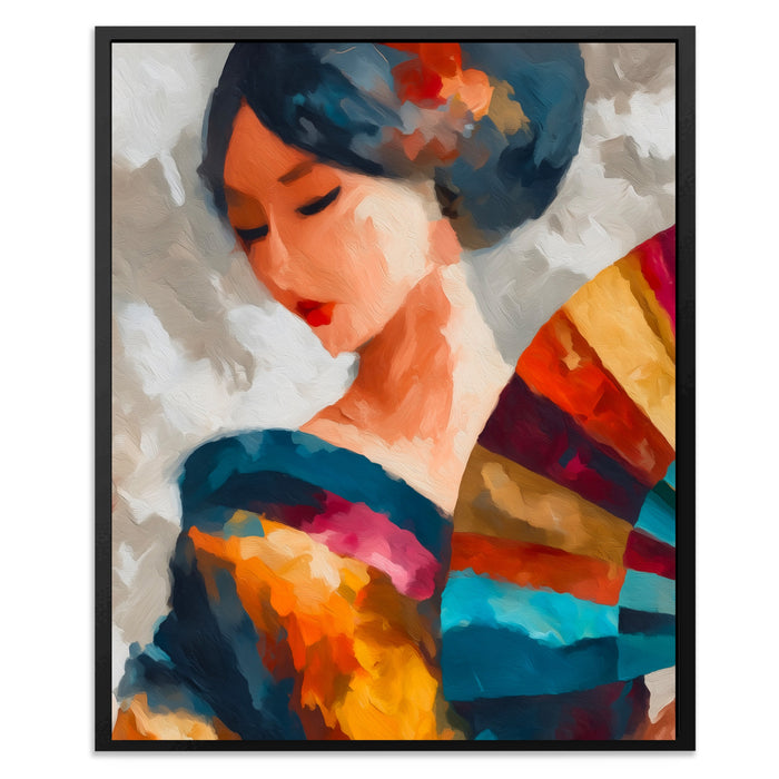 Geisha Ink Wash canvas wall art, room view
