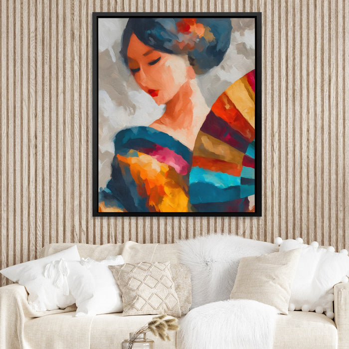 Geisha Ink Wash canvas wall art, room view