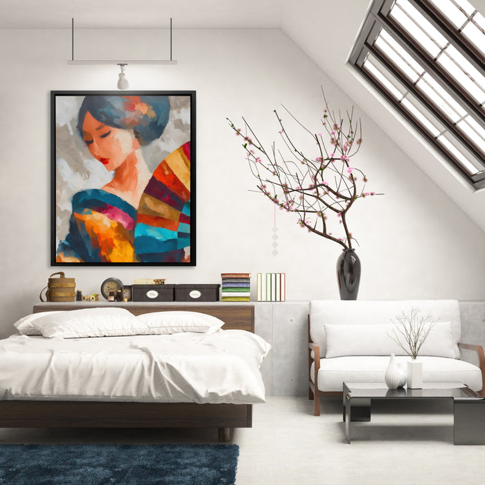 Geisha Ink Wash canvas wall art, room view