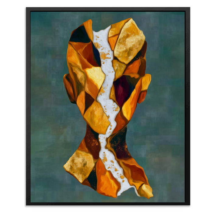 Geometric Facets Amber canvas wall art, room view