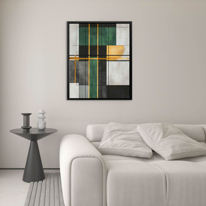 Geometric Gold and Green - Modern Canvas Wall Art