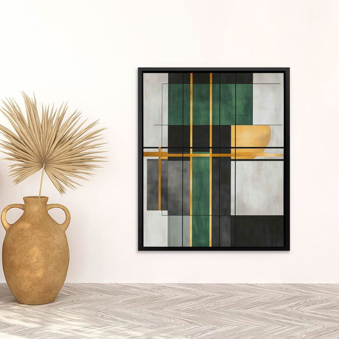 Geometric Gold and Green - Wall Art for Dining Room